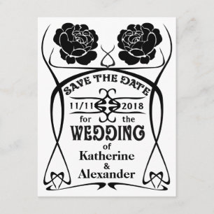 Art nouveau Gammala västern Ro Bröllop spara datum Datumet
