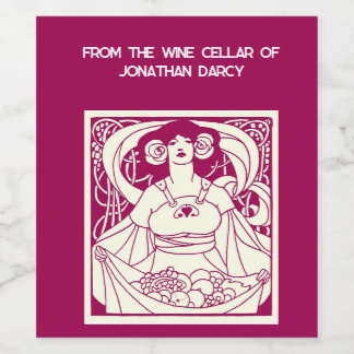 Art nouveau Garden Label Vinflaska Etikett