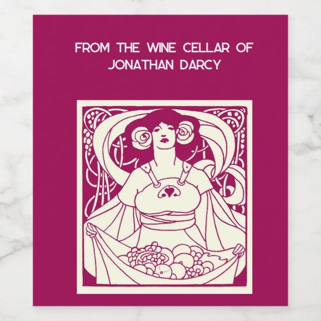 Art nouveau Garden Label Vinflaska Etikett (Singel etikett)