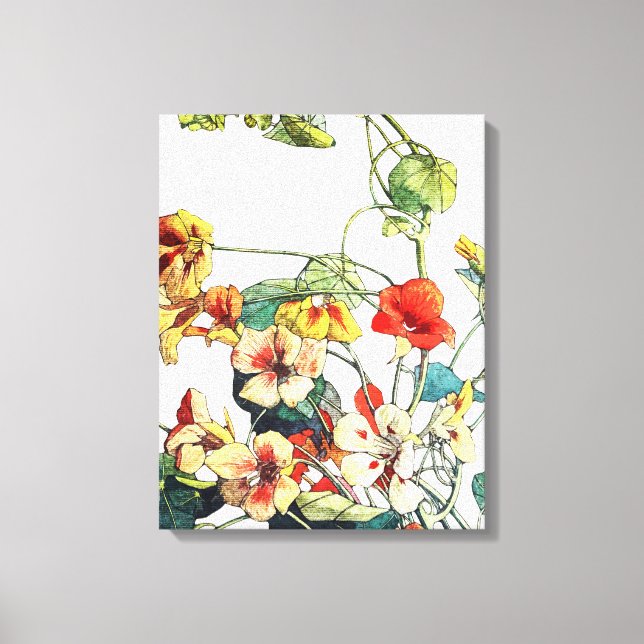 Art nouveau Garden Nasturtium Flowers Canvastryck (Framsida)