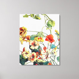 Art nouveau Garden Nasturtium Flowers Canvastryck