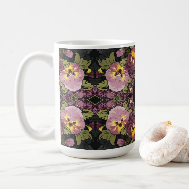 Art nouveau Garden of Pansies Kaffemugg (Med munk)