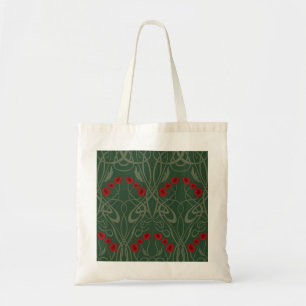 Art Nouveau Geometriska Vallmo och Sinuous Stjälka Tygkasse