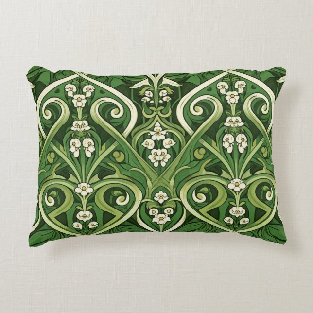 Art nouveau giftig liljekonvalj prydnadskudde (Framsidan)