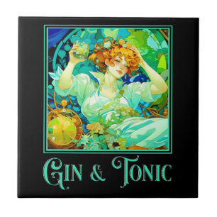 Art nouveau Gin & Tonic Kakelplatta