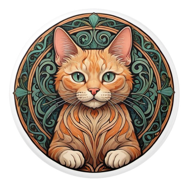 Art nouveau Ginger Cat Knopp (Framsidan)