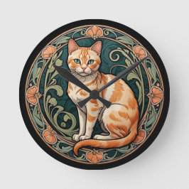 Art nouveau Ginger Cat Rund Klocka