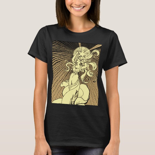 Art Nouveau Girl Reaching For The Stars T Shirt (Framsida)