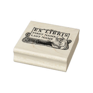 Art nouveau Girl Reading Bok Ex Libris Template Stämpel