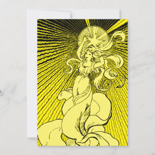 Art nouveau Girl with Shining Star Julkort