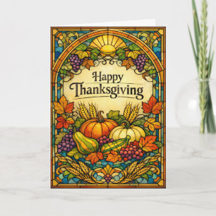 Art Nouveau Glas-in-ram Thanksgiving Skördefest Kort
