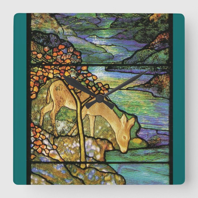 Art nouveau-glasets tjocklek fyrkantig klocka (Framsida)