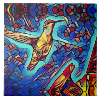 Art nouveau glasögondroppe Hummingbird Kakelplatta