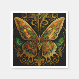 Art nouveau Golden Butterfly Pappersservett