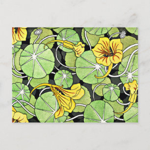 art nouveau Golden Gult Nasturtium mönster Vykort