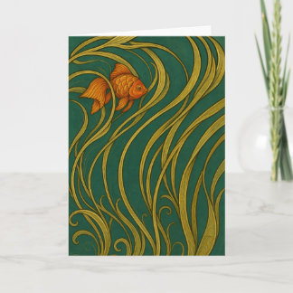 Art Nouveau Goldfish Folded Greeting Card Kort