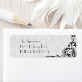 Art Nouveau grå damast returadressetiketter Returadress Etikett