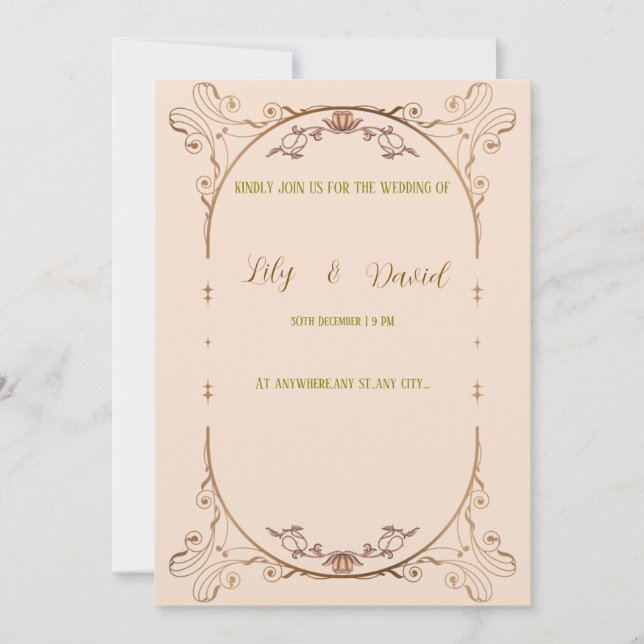 Art nouveau gräns bröllopsinbjudan. inbjudningar (Framsida)