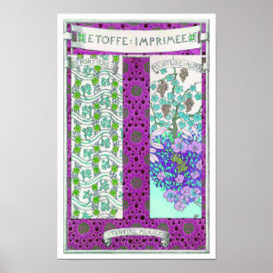 Art nouveau Grapevine blommigt vintage Poster