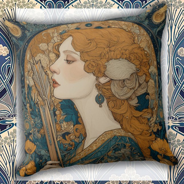 Art Nouveau Grekisk Gudinna Kudde (Skapare uppladdad)