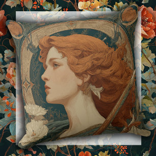 Art Nouveau Grekisk Gudinna Kudde