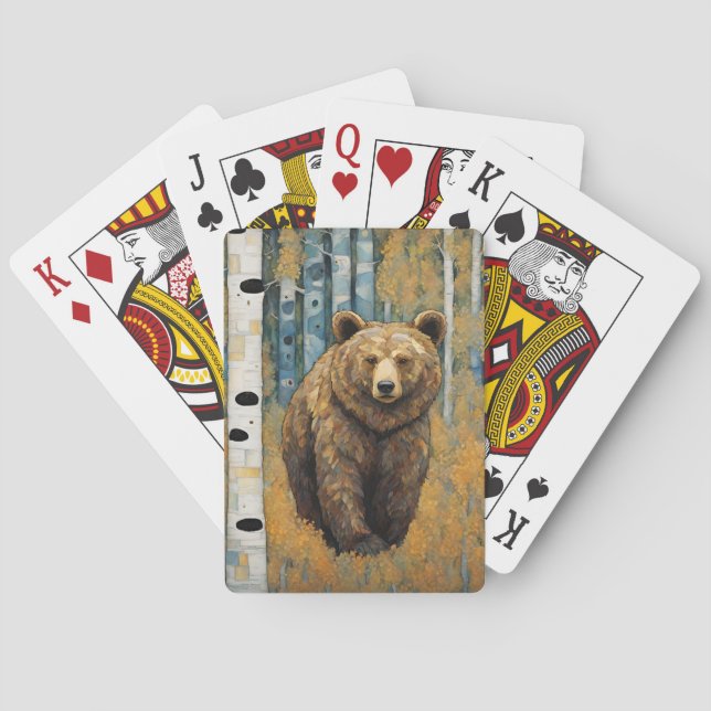 Art nouveau Grizzly Bear Casinokort (Baksidan)