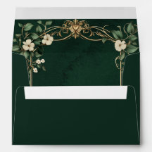 Art Nouveau grön och guld blomsterlig kunglig bröl