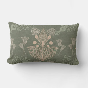 Art nouveau Grönt Flower Vector Mönster Lumbarkudde