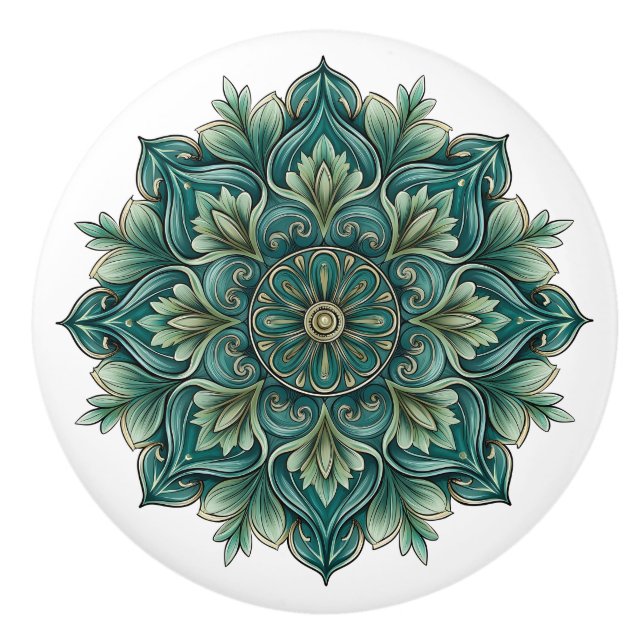 Art nouveau Grönt Medallion Knopp (Framsidan)