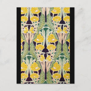 art nouveau Gula blommor Vykort