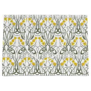 Art Nouveau gula narcisser och stjälkar vita