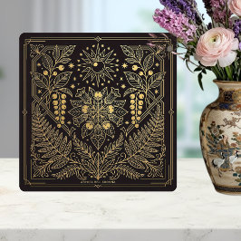 Art Nouveau Guld Botanisk Celestial Illustration Kakelplatta