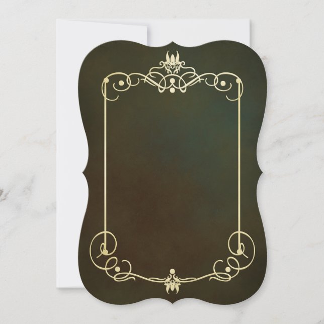 Art nouveau,guld,mörk-test,Viktorian,bröllop,kort (Framsida)