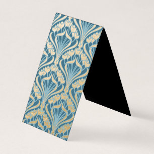 art nouveau,guld,teal,damm,blommigt,mönster,chic visitkort