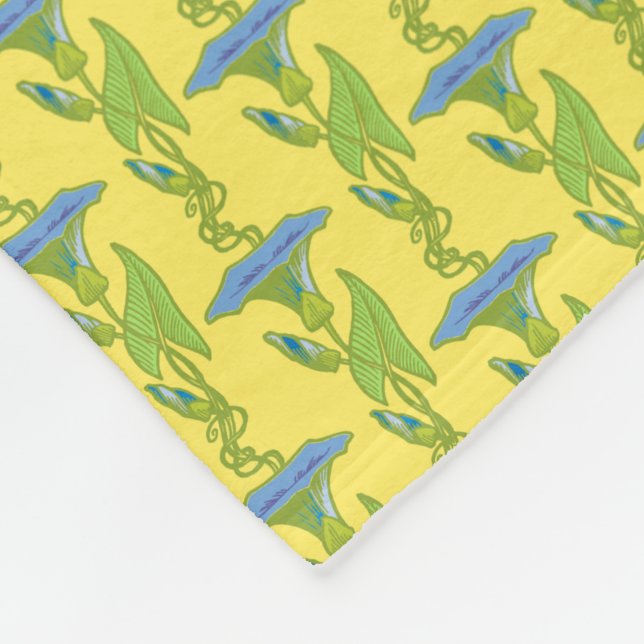 Art nouveau gult Ipomoea blommigt tapet damm Fleecefilt (Hörn)