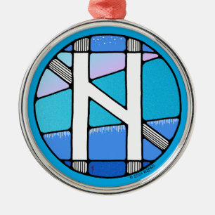 Art nouveau Hagalaz Rune of Transformation Julgransprydnad Metall