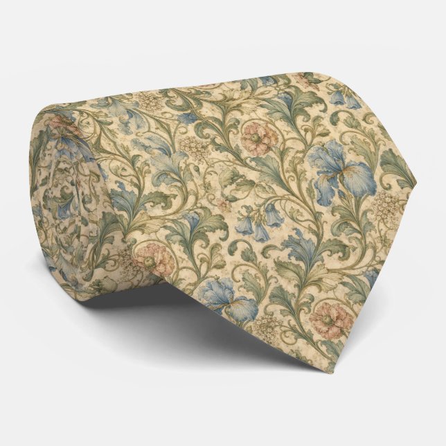 Art Nouveau halsdukssköld Blått och Grönt Slips (Rullad)