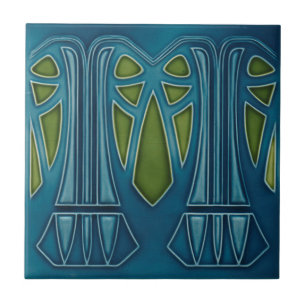 ART NOUVEAU - HANDFLATAN TRÄD KAKELPLATTA