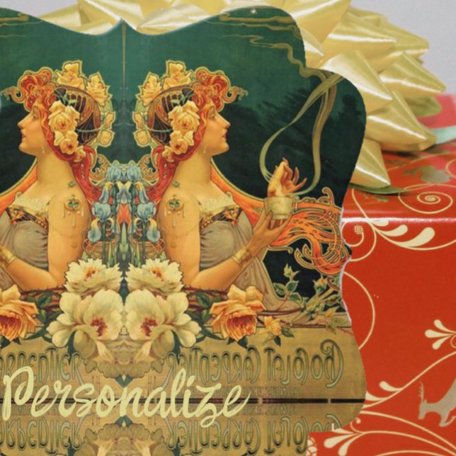 Art nouveau hett chokladreklam för blommigt  gåvor etiketter (Skapare uppladdad)
