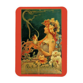 Art nouveau hett chokladreklam för blommigt magnet
