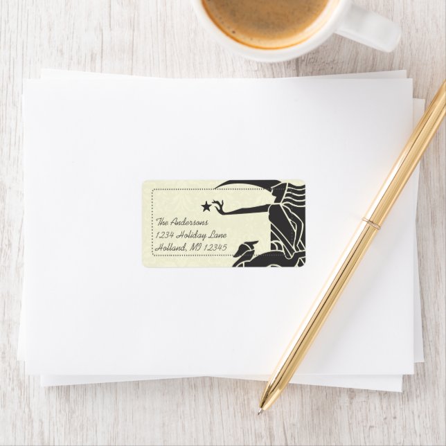 Art nouveau Hjort Damask-Returetiketter Adressetikett (Insitu)