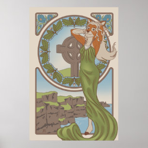 Art nouveau Hjort-Håriget Poster