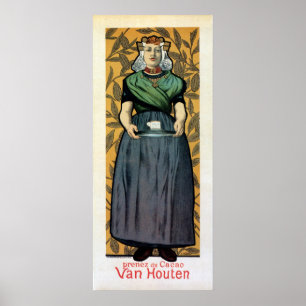 Art nouveau holländska choklad- och lodrät-bandero poster