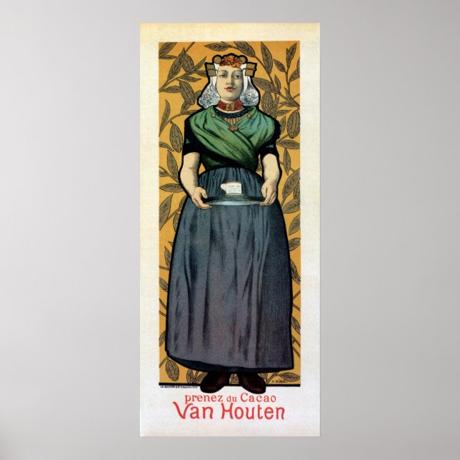 Art nouveau holländska choklad- och lodrät-bandero poster (Framsidan)