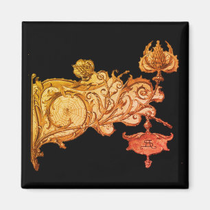 Art nouveau, höns och spindelnät magnet