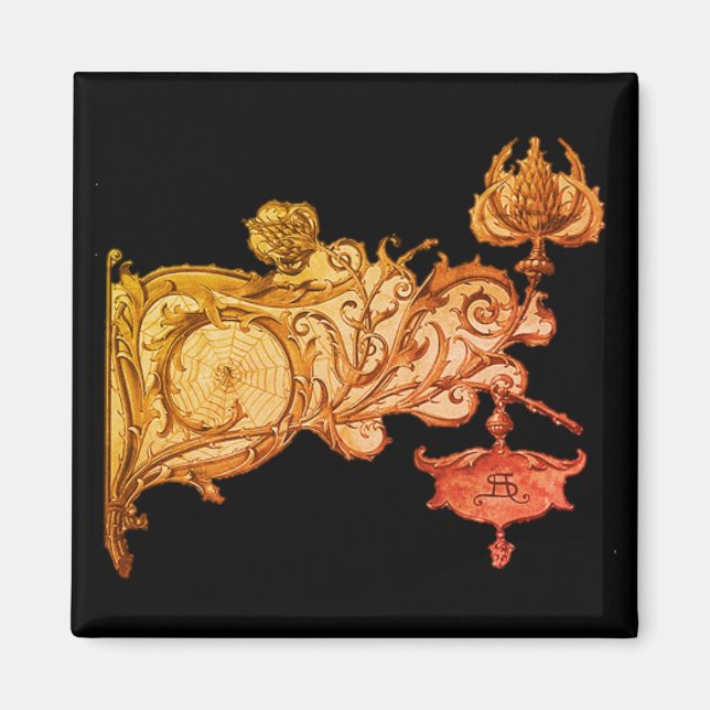 Art nouveau, höns och spindelnät magnet (Framsidan)