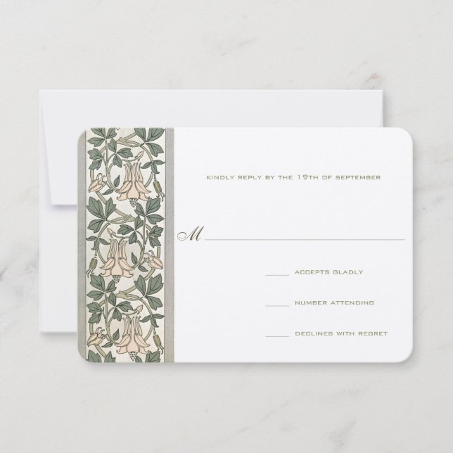 Art nouveau Honung Suckle Bröllop OSA Kort (Framsida)