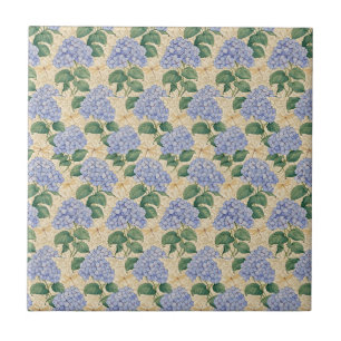 Art Nouveau Hortensia Mönster med Trollsländor Kakelplatta