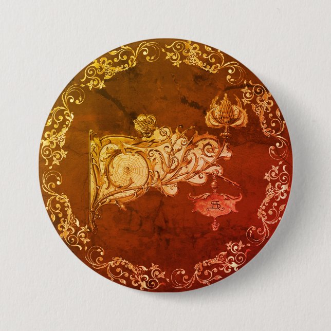 Art nouveau höslampa spindelväv elegant marmor knapp (Framsida)