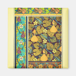 Art nouveau höstblommigt elegant Gourd lila Magnet